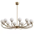 Elegant Modern Golden Frame Chandelier With Multiple White Spherical Bulbs 3d model