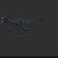 3D Model Mythical Monster Creature With Gray Body Red Head Protrusions Long Tail Sharp Claws