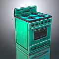 Green Gas Stove Oven Kitchen Appliance With Modern Design And Functional Features