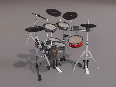 Electronic Musical Instrument Drum Set With Multiple Pads Cymbals Stands And Pedals 3d model