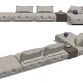 Modern Beige Modular Sectional Sofa With Tufted Design And Side Table 3d model