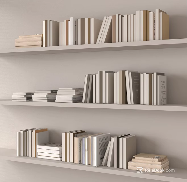 White Bookshelf With Multiple Layers Holding Neatly Arranged Books And Magazines 3d model 