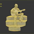 Man Statue Sitting On Stone Steps Playing Acoustic Guitar Art Sculpture