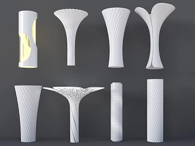 Modern Interior Decoration Columns Special-shaped Creative Columns Petal Columns Spiral Columns Corrugated Columns Creative Packing Columns Cylindrical Columns Packing Columns 3d model