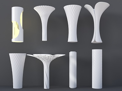 Modern Interior Decoration Columns Special-shaped Creative Columns Petal Columns Spiral Columns Corrugated Columns Creative Packing Columns Cylindrical Columns Packing Columns 3d model