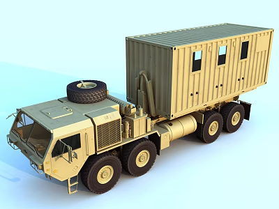 Large Functional Vehicle With Container Style Cabin And Spare Tire 3d model