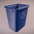 Blue Plastic Recycle Bin With White Recycling Symbol Durable Waste Container 3d model