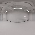 Modern Minimalist Exhibition Space With White Walls Arched Entrance And Glass Doors