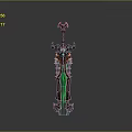 Ornate Fantasy Sword With Horned Hilt Green Glowing Blade And Red Black Accents