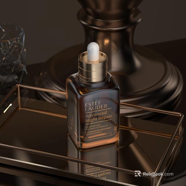 Estee Lauder Advanced Night Repair Face Serum On Gold Tray 3d model 