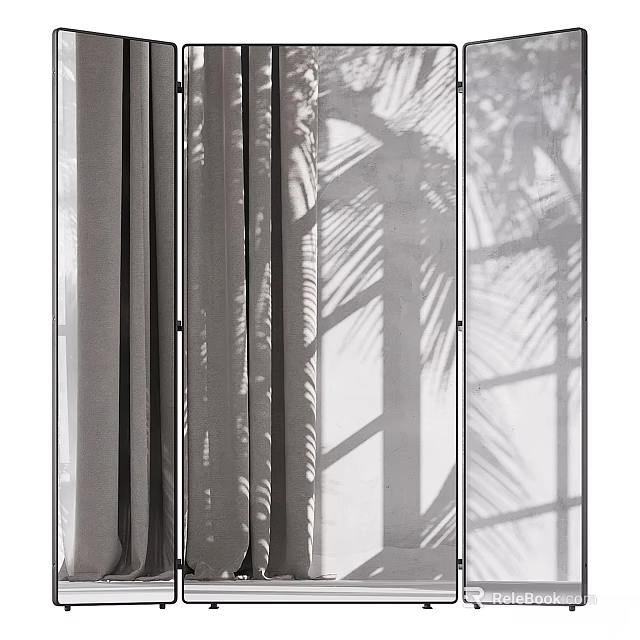 Decorative Wooden Screen With Palm Tree Shadow In Interior Space 3d model
