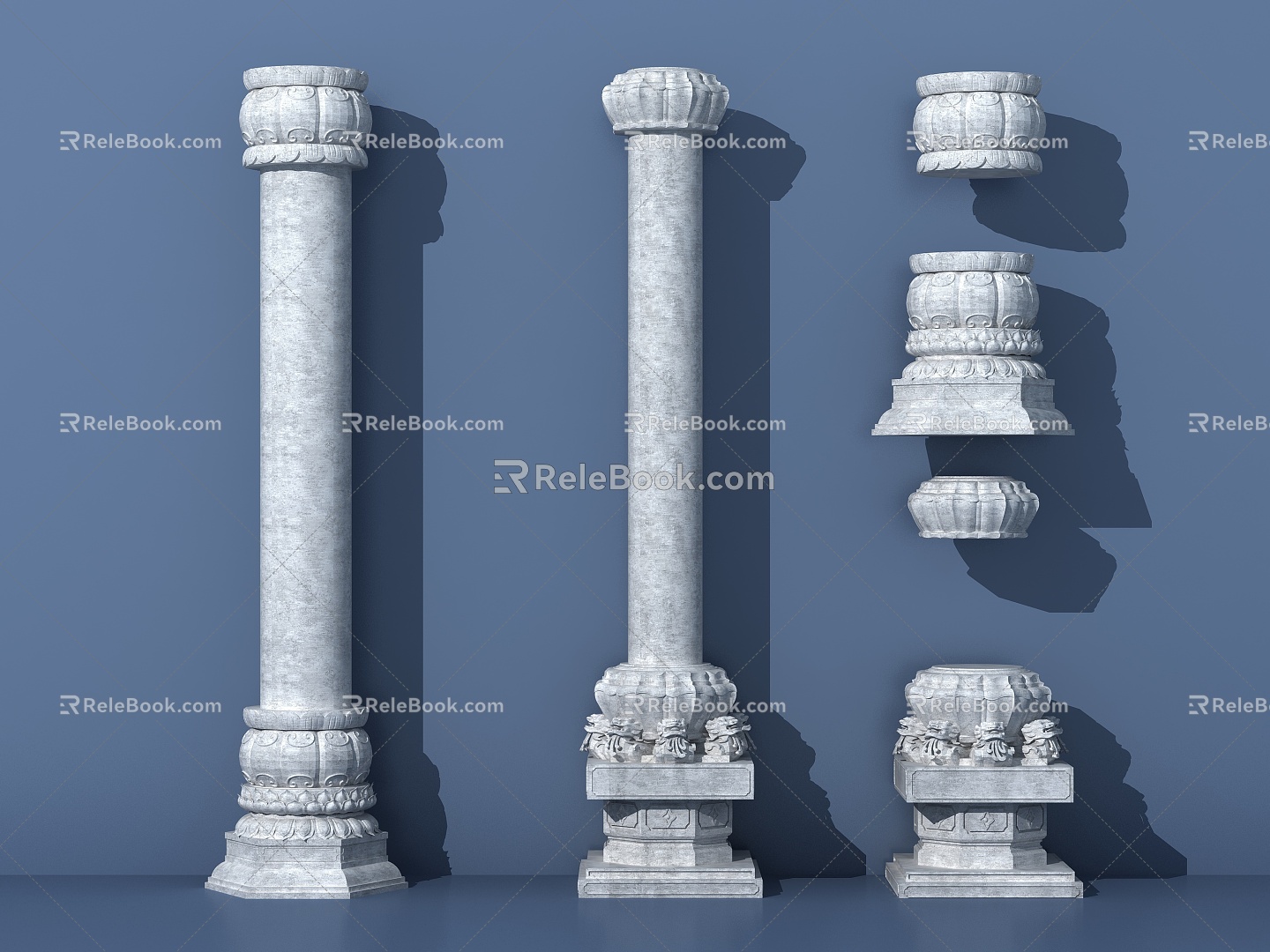 Chinese style column, stone pier, stone column model