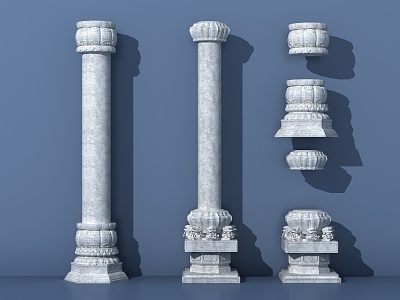 Chinese style column, stone pier, stone column 3d model