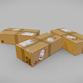 Cardboard Shipping Boxes With Packing Tape And Labels For Transport