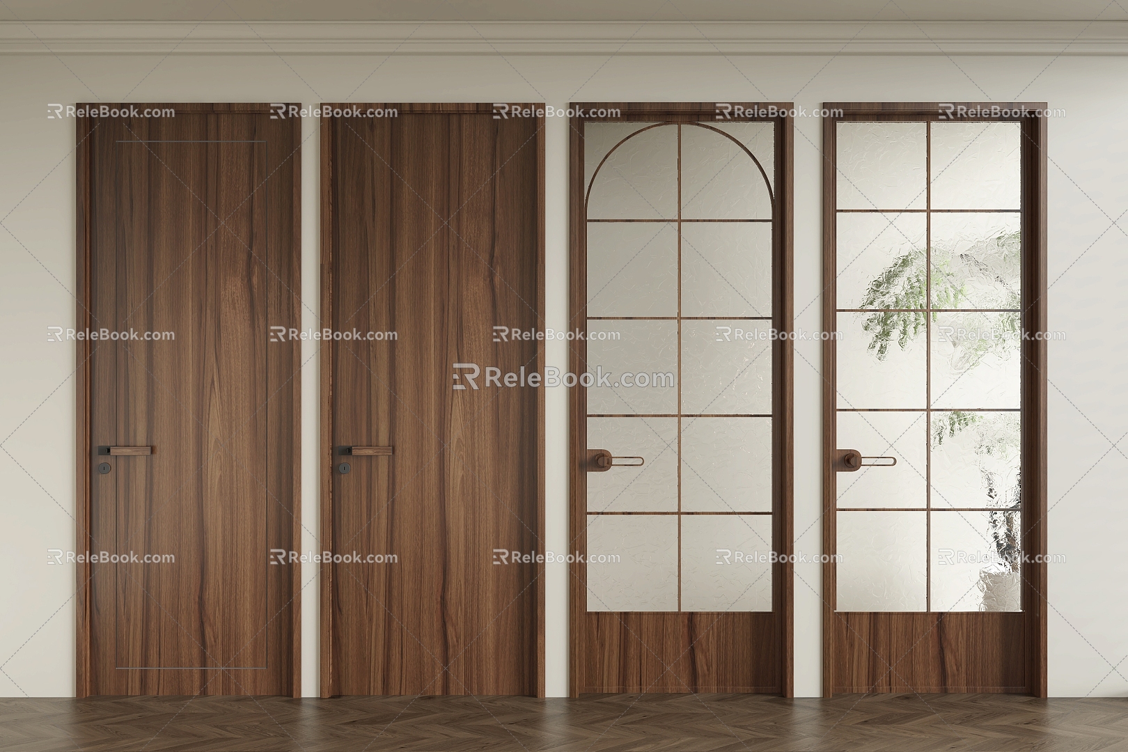 Silent air door, bedroom door, single door, bathroom door, glass door 3d model