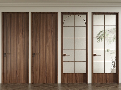 Silent air door, bedroom door, single door, bathroom door, glass door 3d model