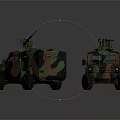 Camouflaged Military Armored Vehicles With Roof Mounted Weaponry In Dual Views
