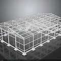 White Building Frame Model With Clear Structure Support Columns Beams And Reflection On Dark Background 3d model