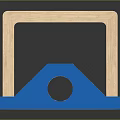 Wooden Kids Play Equipment With Colorful Rails Blue Base And Circular Hole