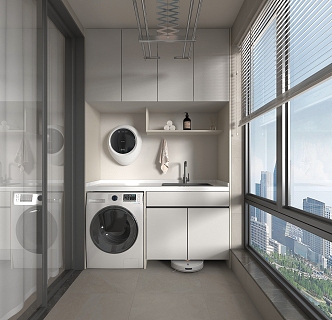 Modern Washing Machine Cabinet Washing Machine Balcony Cabinet 3d model