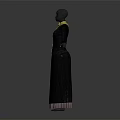 Gray Dress With Yellow Neck Accessory And Layered Hem On Mannequin