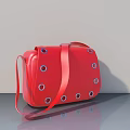 Red Fashion Handbag With Circular Cutouts And Adjustable Shoulder Strap