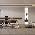Modern Office Interior With Desk Office Chairs Sofa Bookshelf And Carpet