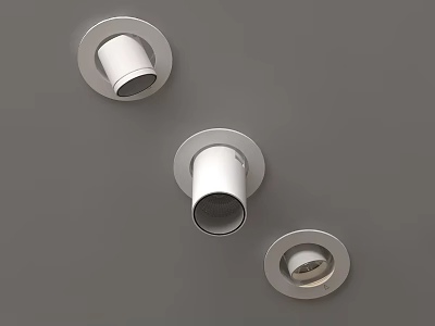 Modern White Downlights and Spotlights with Sleek Recessed Ceiling Mount Design 3d model