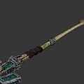 Spiked Decorative Skull Weapon With Glowing Blue Parts And Leather Wrapped Bone Handle