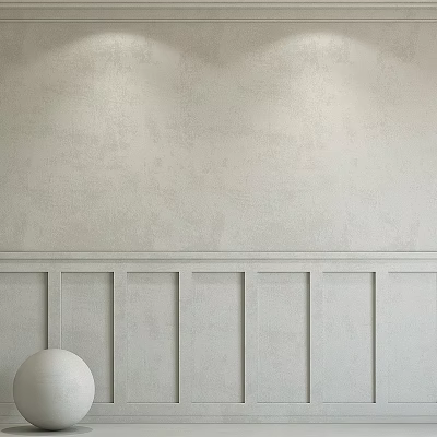 White Textured Interior Wall Featuring Decorative Wainscoting Paneling Design Details 3d model
