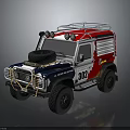 Red White Blue Off Road Car With Roof Rack Spare Tire Mesh Design Number 302