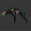 Spiked Fantasy Creature With Green Red Mane Purple Legs And Skeletal Details