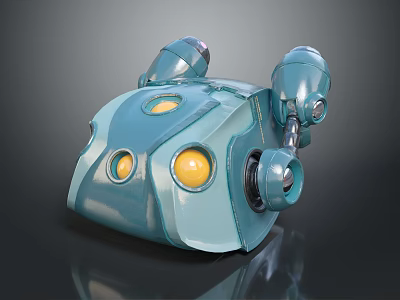 Blue Robotic Cosmic Probe With Yellow Circular Sensors And Mechanical Parts For Deep Space Exploration 3d model