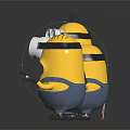 Minions with Yellow Bodies Blue Overalls Goggles Showing Exaggerated Expressions Open Mouths and Waving Hands