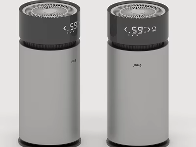 Modern Cylindrical Air Purifiers Featuring Digital Temperature Display For Home Use 3d model