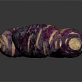 Three Fresh Purple Striped Root Vegetables With Vibrant Color And Nutritious Appeal