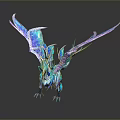 Icy Blue Crystal Dragon Game Movie Character With Spread Wings And Shiny Scales