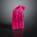 Fashionable Pink One Shoulder Dress With Ruffled Layers And Flowy Design