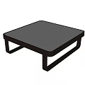 Modern Coffee Table With Sleek Surface And Geometric Black Metal Base Design 3d model