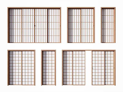 Japanese-style sliding door 3d model