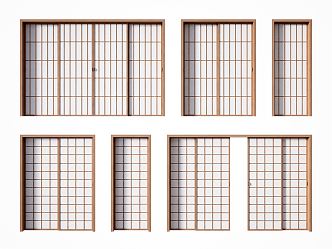 Japanese-style sliding door 3d model