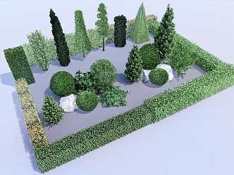 shrub spherical vegetation spherical plant hedgerow green belt plant combination plant wall 3d model