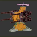 Yellow and Black Weapon With Multiple Barrels Pedestal Base and Radar Like Top Structure