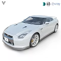 White Nissan GT-R Sports Car With Streamlined Body Sporty Wheels And Yellow Brake Calipers