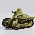 Detailed Military Tank Model Featuring Camouflage Coating Turret And Tracked Wheels Design