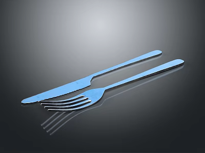 Shiny Stainless Steel Knife And Fork Set For Daily Dining Table Use 3d model
