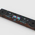 Professional Commercial DJ Mixer With Multiple Turntables And Colorful Control Pads
