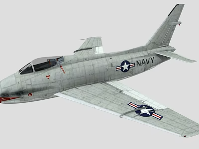 FJ-4B Fighter Bomber Fighter Fighter Military Fighter Thunder Fighter Foreign Aircraft Low Face Number Low Model Simple Model Game Movie Level Realistic 3d model