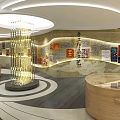 Elegant Modern Exhibition Hall Interior With Curved Architecture Lighting Display Areas And Polished Floor