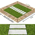 Green Grass Garden With White Stone Paths And Wooden Border Design